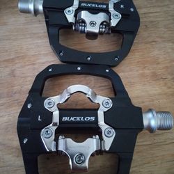 BUCKLOS PD M-680 MTB MOUNTAIN BIKE PEDALS ALUMINIUM 9/16" CLEATS DUAL CLIPESS