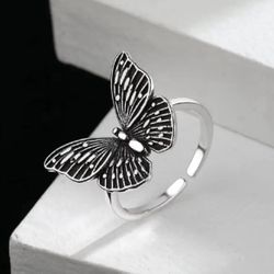 Retro Butterfly Open Ring - Adjustable Size S 925
