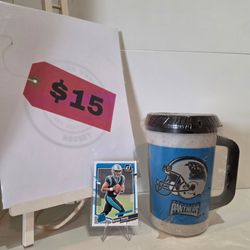 NFL Carolina Panthers 7/11 Hot/Cold Mug & 2023 Panini Donruss Football Bryce Young #311 Rated Rookie