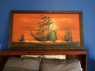 Mid-Century Vintage Style Oil Painting