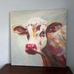 Large Cow On Canvas Oil Pant 