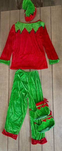 NWOT: Adult Christmas Elf Costume Set - 5 Piece Holiday Cosplay OSFM Christmas