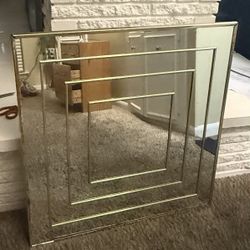 Decorative Wall Square mirror with gold trim design. 30"x30"|