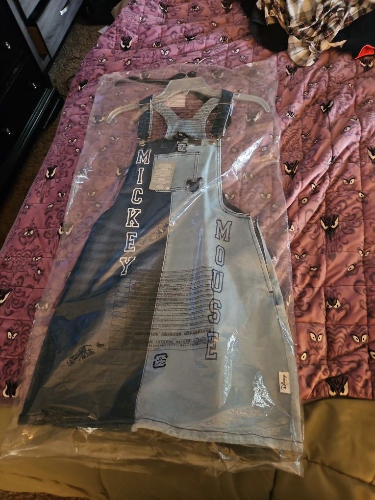 Mickey Mouse Demim Overall Dress Nwt
