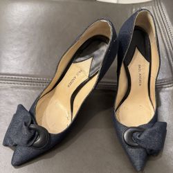 Paul Andrew Size 5.5 Denim Pump With Bow
