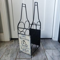 Bottle Shaped Black Metal 6 Bottle Wine Rack - 2002 Bicecleta Red Wine Spain