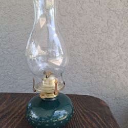 Vintage Lamplight Farms Green. Oil Lamp 