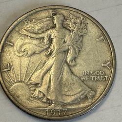 1917 Walking Liberty (KEY DATE) Beautiful Toning On REV