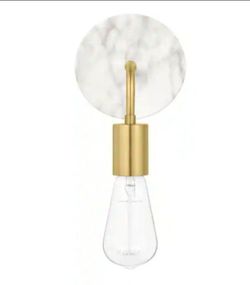 Hampton Bay Hensley 1-Light Gold and Faux Marble Indoor Wall Sconce Light Fixture