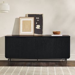 Walker Edison 69" Scandinavian 4-Door Reeded-Front Sideboard, Black $280
