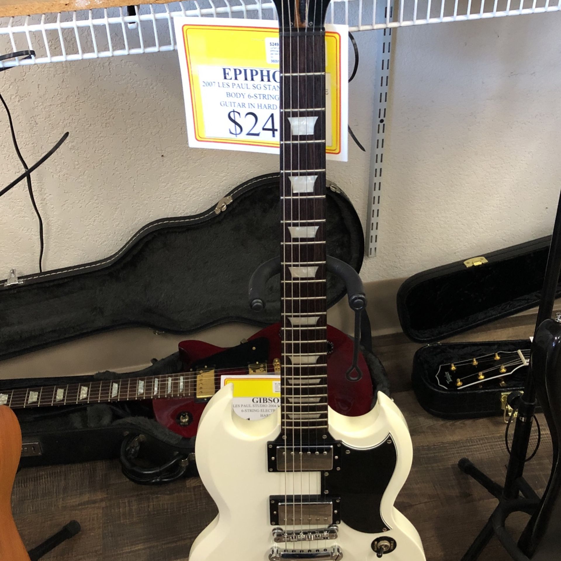 96091 Epiphone SG 2007 Les Paul Sg Standard White Body 6-String Electric Guitar In Hard Carry Case 535463