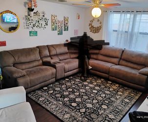 Large brown sectional couch