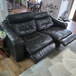 Black Relcling Leather Sofa