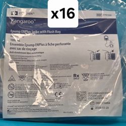 Lot Of 16 Kangaroo Epump ENPlus Spike w/ Flush Bag 1000 mL REF 775100