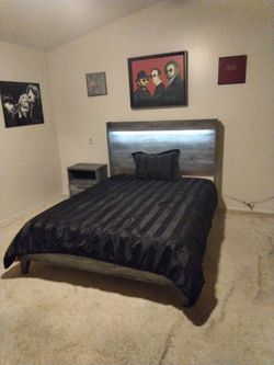 Platform Bed Frame with LED Headboard