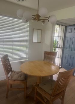 Solid Wood Round Dining Table with 3 Chairs