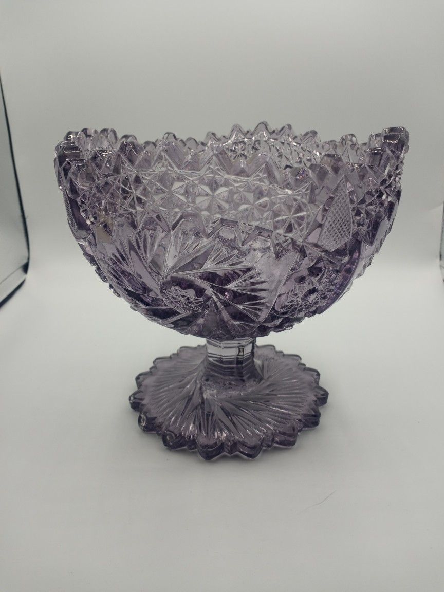 RARE Vintage Amethyst Glass Bowl with Pedestal