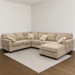 Light Beige Gray Ashley 4-Piece Sectional Couch