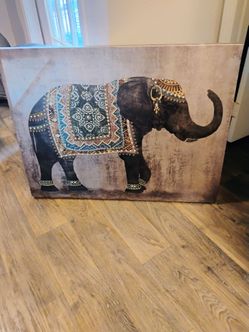 Large Decorative Elephant Canvas Wall Art