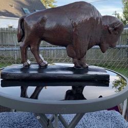 The classic brown buffalo statue