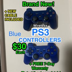 🎮 New PS3 Wireless Controller (Blue) w/ Cable 🔥