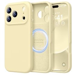 iPhone 17 Pro Case, Premium Silicone Compatible with Magsafe, Soft Anti-Scratch Microfiber Lining, Shockproof, for Men and Women, 6.3", Creamy Yellow
