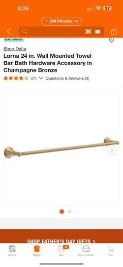 Delta Lorna 24 in. Wall Mounted Towel Bar Bath Hardware Accessory in Champagne Bronze