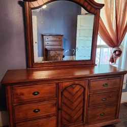 Dresser With Mirror Plus Night Stand & Tall Dresser