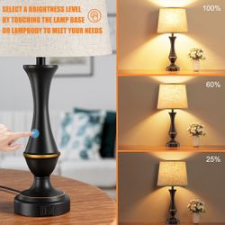 New In Box Upgraded Touch Lamps for Bedrooms Set of2-Nightstand Table Lamp with USB C+A,3Way Dimmable Lamps for Living Room