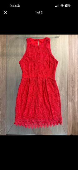 Red Lace Sleeveless Mini Dress