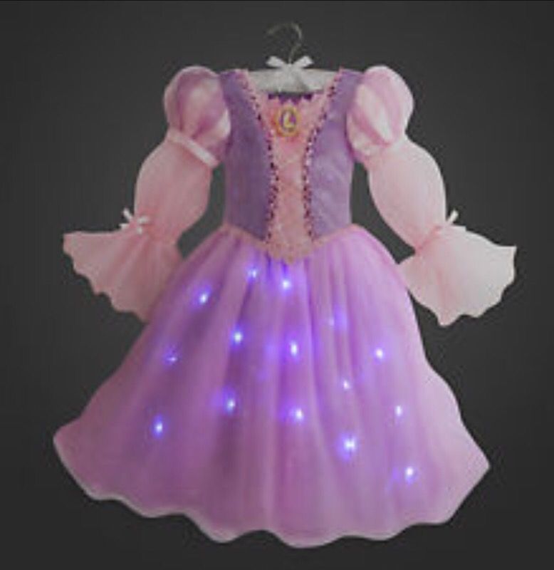 😍Tangled- Rapunzel Princess Costume LIGHTS UP with Crown