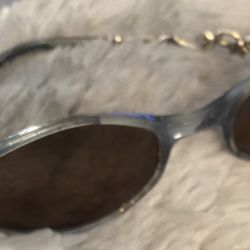 Retired Brighton Enchanted April Sunglasses Blue Oval Frames, Silver