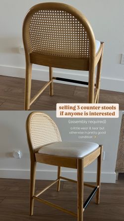 3-Piece Rattan Counter Height Stool - Light Wear