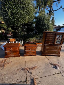 Vintage Oak Night Stand and Dresser set