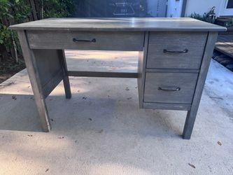 Pottery Barn Gray Wood Desk with Drawers