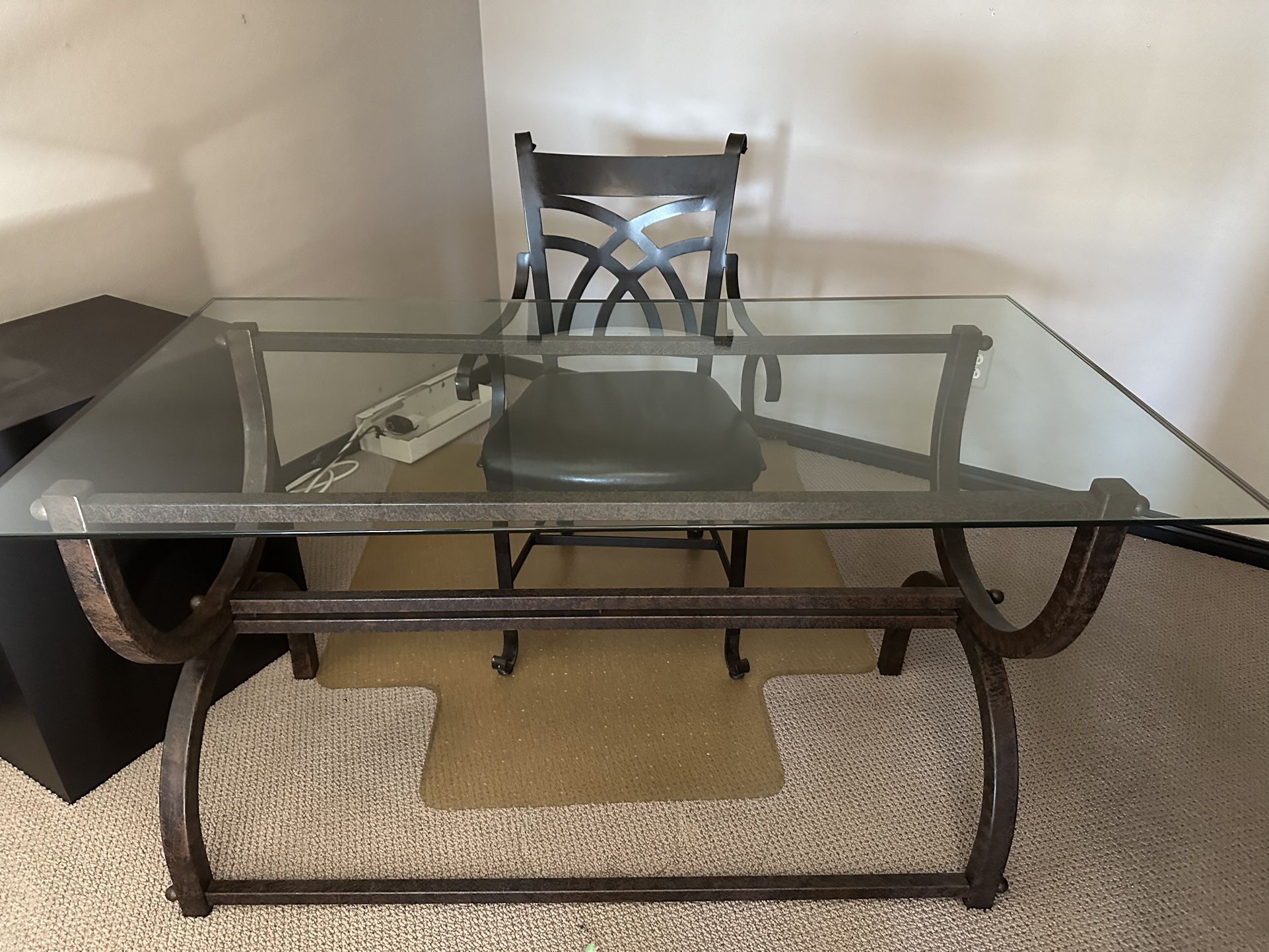 🌵 MOVING. NEED GONE🌵 Metal and Glass Desk, Chair, File Cabinet Set