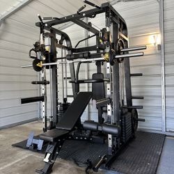 Smith Machine 300 | Adjustable Bench | 245lb Cast Iron Olympic Weights | 7ft Olympic Bar | Fitness | Gym Equipment | FREE DELIVERY/INSTALLTION 🚚 