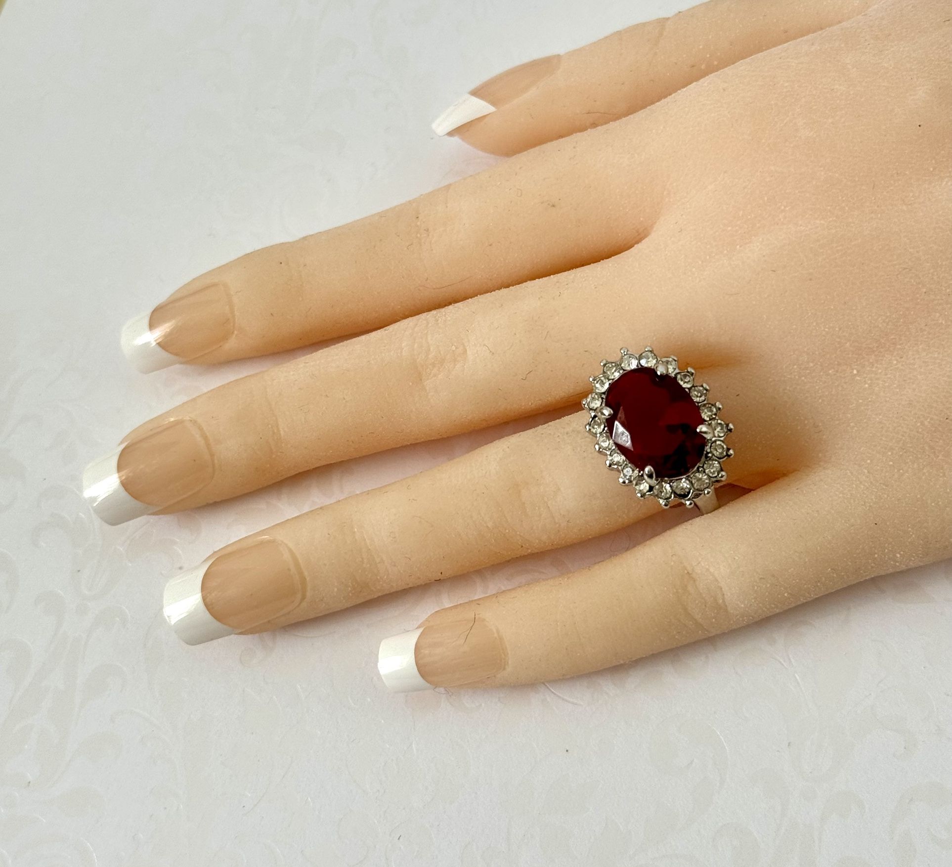 Red Cocktail Ring, Size 7