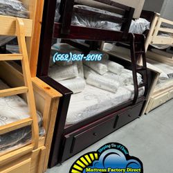 Triple Cherry Bunk Bed With Mattresses Included