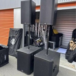QSC K 12.2 SPEAKERS AND QSCKS 18 SUBWOOFERS.