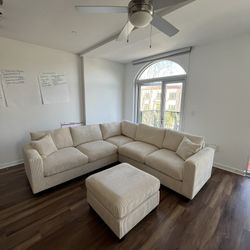 New 99x99 Corduroy Sectional Couch With Ottoman / Free Delivery 