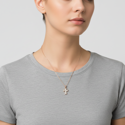 14K Rose Gold Diamond Cut Cross Pendant