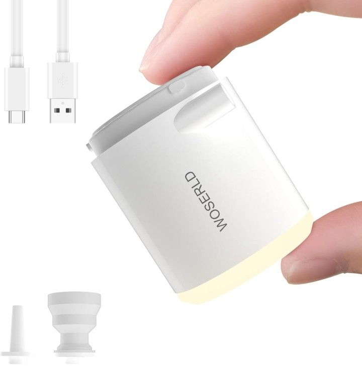 Ultra-Mini Air Pump for Inflatables 1300mAh Battery & Camping Light Inflator Rechargeable Air Mattress Pump for Sleeping Pads