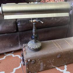 Vintage Art Deco Solid Brass Piano Banker’s Desk Lamp With Adjustable Light And Solid Foot Base