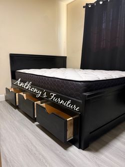 New Queen Bed With Drawers And Mattress
