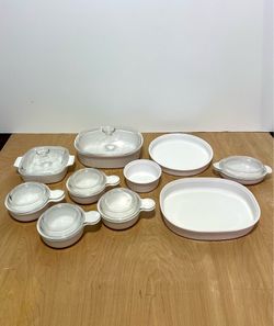 CorningWare French White 10-Piece Bakeware & Casserole Set w/ Glass Lids