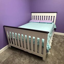 Full size bed frame, dresser and storage cubby. All good condition. Mattress not included.