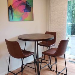 Dining Table Counter Height & 2 Stools Set