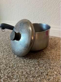 Vintage medium stainless steel pot with copper bottom