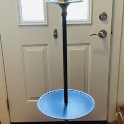 Vintage wrought iron & brass table floor lamp, double light very unique